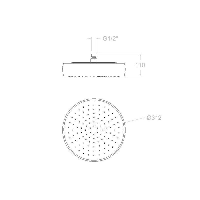Лейка тропического душа 312мм HYDROTHERAPY RMVOLOC золото