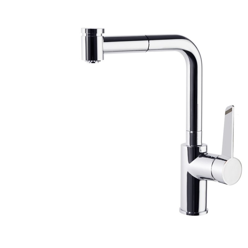 Смеситель высокий для кухни однорычажный с выдвижной лейкой и поворотным изливом KITCHEN 381901H2MC