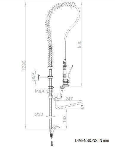 Смеситель проффесиональный со стандартным и гибким каранами