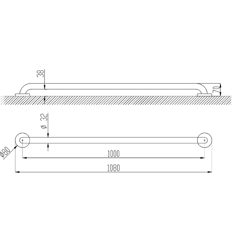 Поручень прямой 1000 мм. глянцевый Nofer 15054.100.B
