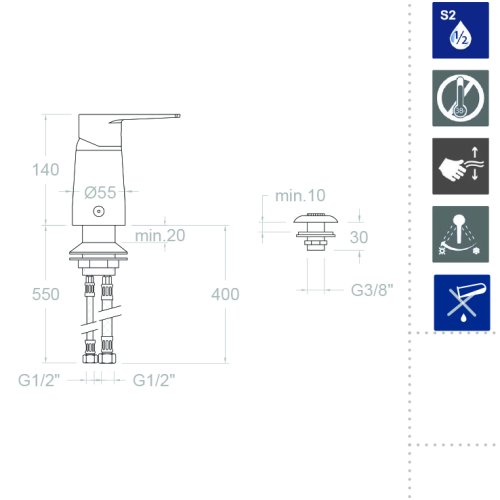 Встраиваемый смеситель для биде однорычажный TITANIUM SA1823