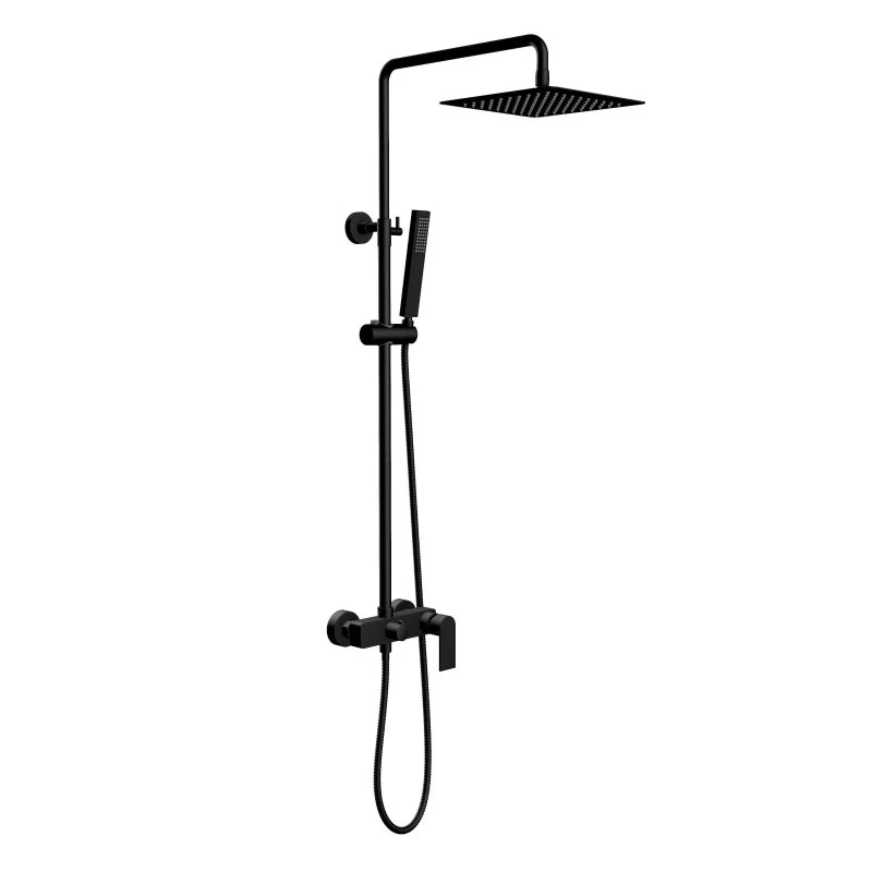 AQ2465MB ЛИРА душевая система (смеситель для душа) 250х250мм, матовый черный
