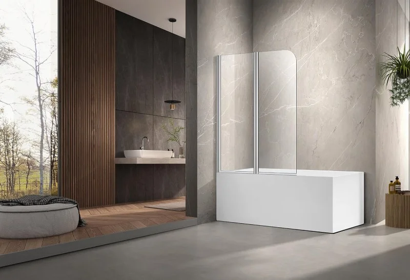 AQUATEK AQ DEL SBA 10015CH Шторка на ванну двухэлементная поворотная