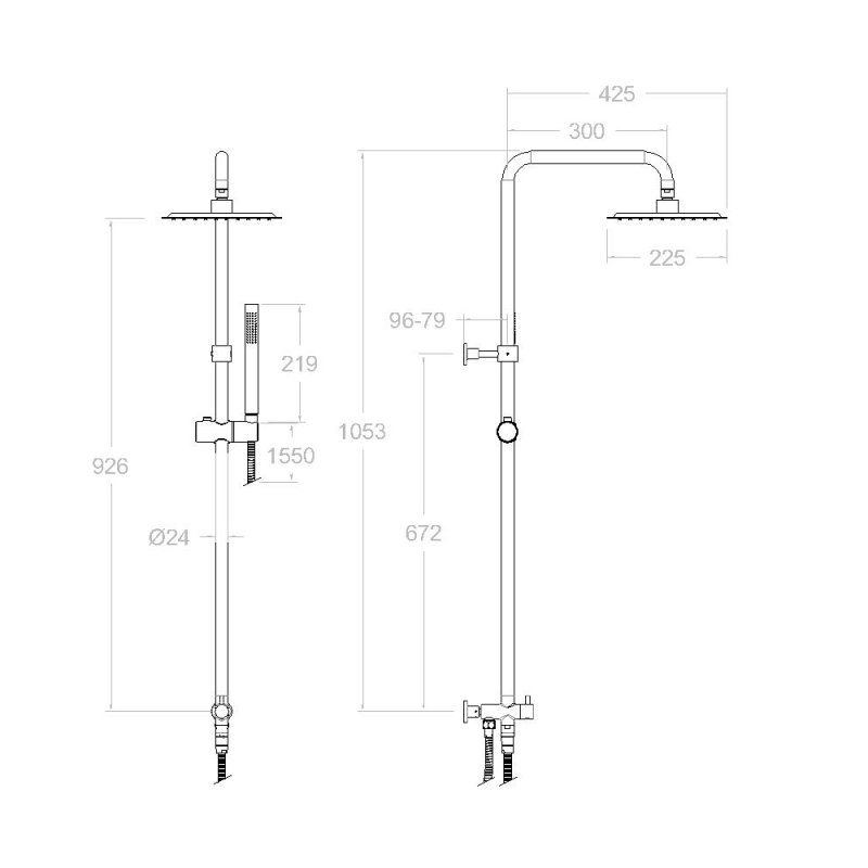 Душевая система без смесителя T20002RPK225