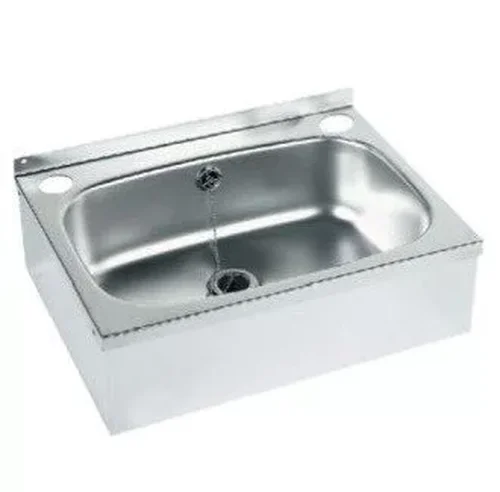 Раковина из нержавеющей стали настенная  прямоугольная  с отверстием от перелива Nofer 13042.B