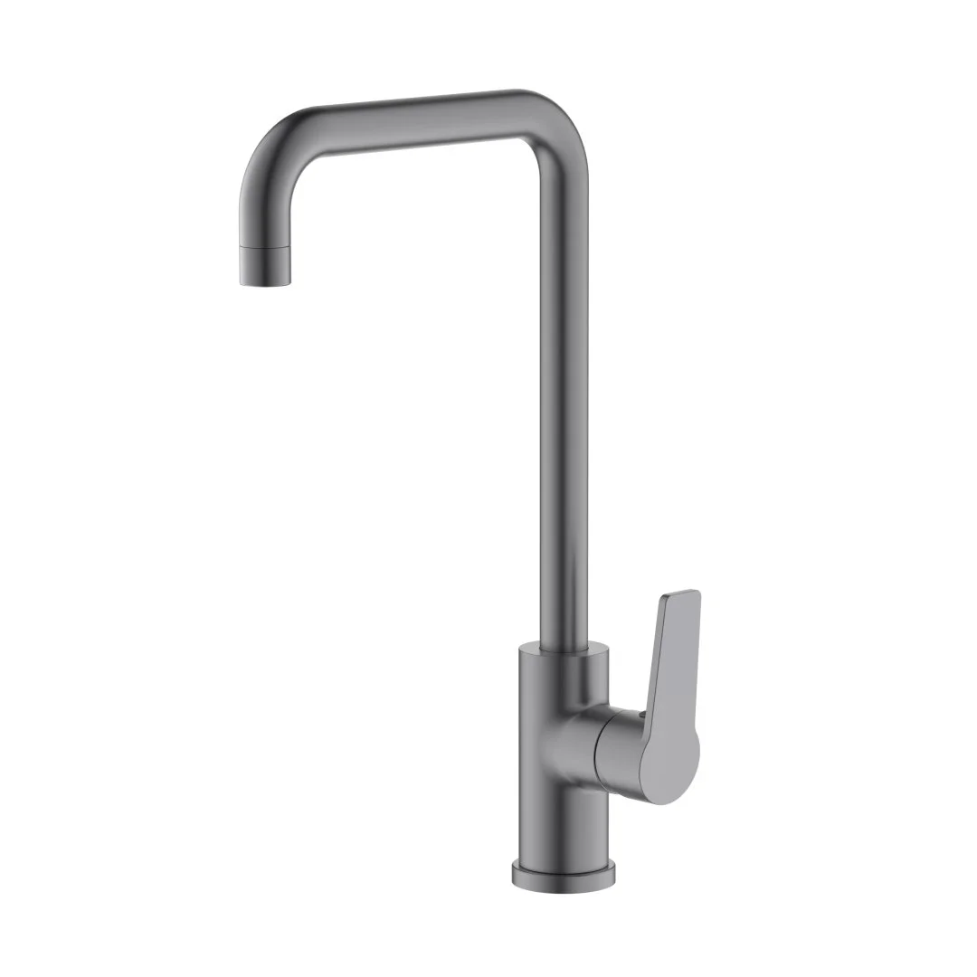 AQ1781BGM ЛУГАНО смеситель для кухни (квадратный излив), оружейная сталь