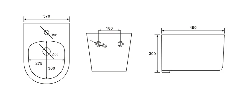 Биде подвесное AQUATEK МИЯ AQ1004-00, 490*370*300 мм, цвет белый