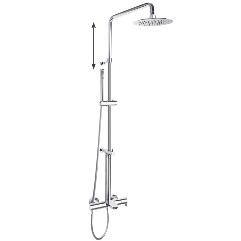 Душевая система наружнего монтажа с телескопическим тропическим душем и душевым комплектом из ABS-пластика DRAKO 335602RP300