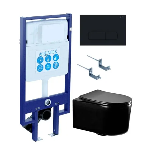 SET AQUATEK МИЯ-MB-017 4в1 (рама AQUATEK Standard INS-0000020,  крепеж KKI-0000002, клавиша KDI-0000017, унитаз AQ2004-MB