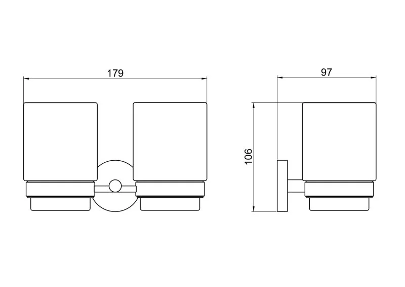 Стакан с держателем двойной AQUATEK, матовый черный AQ4617MB БЕТТА