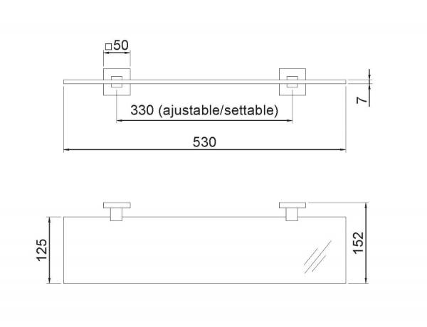 Полка для ванной комнаты стеклянная черная BARCELONA Nofer 16910.N