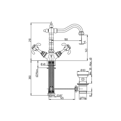 Смеситель для раковины PAINI Ornellaia 87CR250BLMKM высокий, хром (CR) Смеситель для раковины PAINI Ornellaia 87CR250BLMKM высокий, хром (CR)