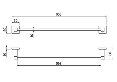 Вешало для полотенец одинарное черное 630 мм BARCELONA Nofer 16901.N