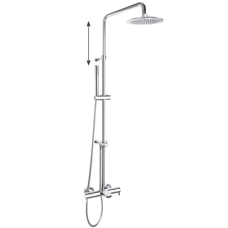 Душевая система наружнего монтажа с телескопическим тропическим душем и душевым комплектом из ABS-пластика DRAKO 335602RP300