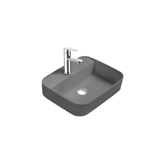 Раковина накладная для установки на столешницу AQUATEK ВЕГА  AQ5506-MG 500*395*140, с отверстием под смеситель, матовый серый
