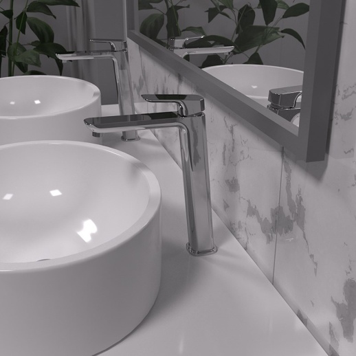 Смеситель для раковины PAINI Nove 09CR205LL без донного клапана высокий, хром (CR) Смеситель для раковины PAINI Nove 09CR205LL без донного клапана высокий, хром (CR)