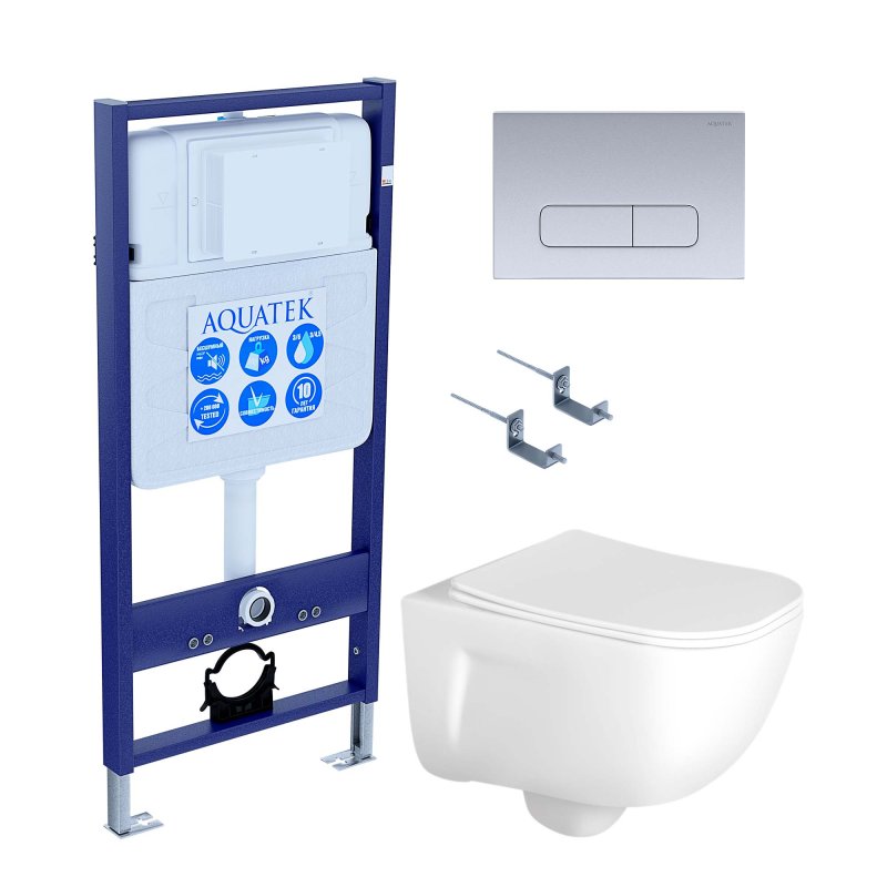 SET AQUATEK ДИВА-014 4в1 (рама AQUATEK Standard INS-0000012,  кркпеж KKI-0000002, клавиша KDI-0000014, унитаз ДИВА AQ2012-00