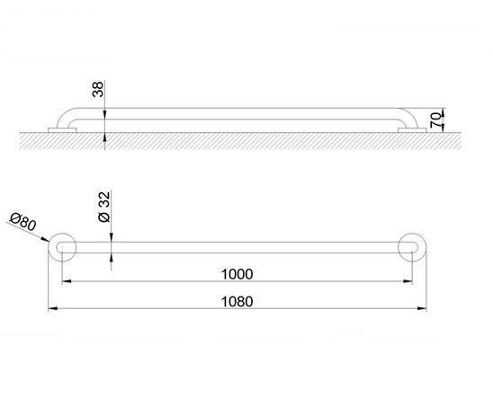 Поручень прямой 1000 мм матовый черный Nofer 15054.100.N