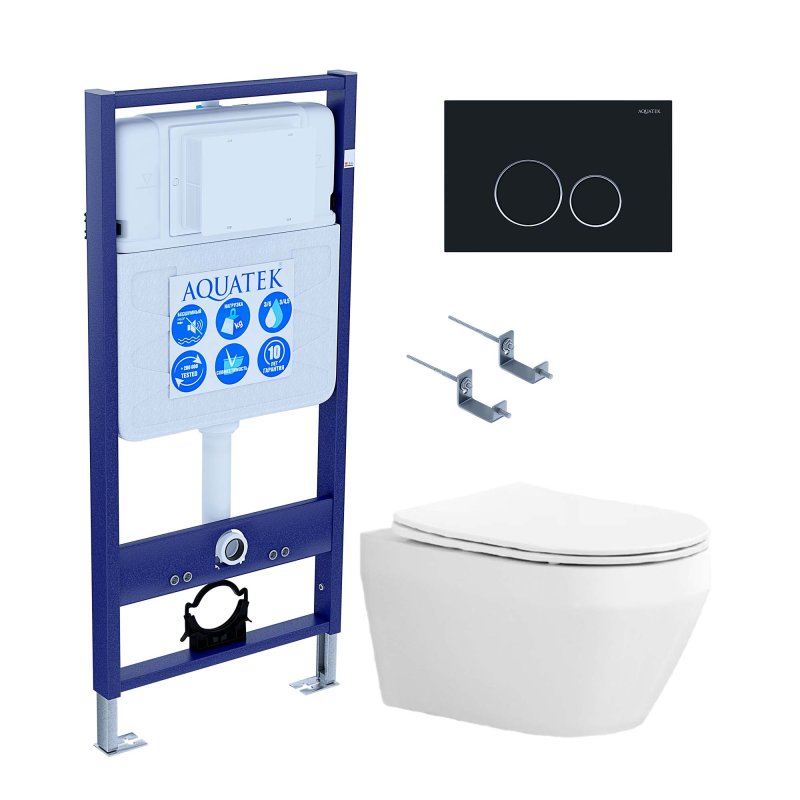 SET AQUATEK ЛЕЯ-020 4в1 (рама AQUATEK Standard INS-0000012+крепеж KKI-0000002+клавиша KDI-0000020+унитаз ЛЕЯ AQ1199-00)