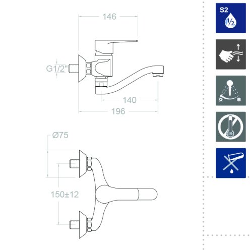 Смеситель для кухни однорычажный наружнего монтажа TITANIUM 180701CCB14