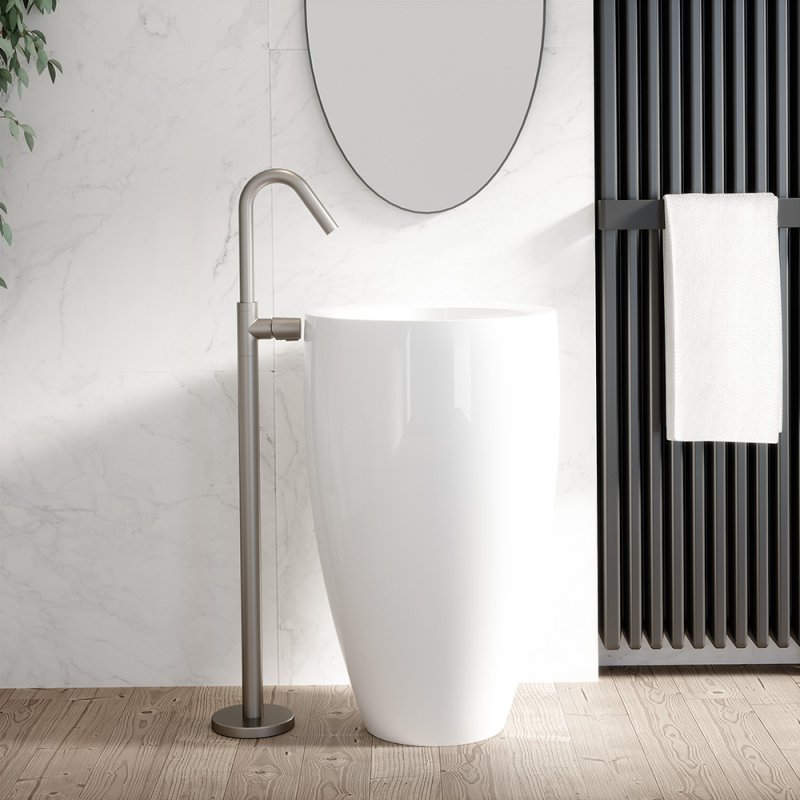 Напольный однорычажый смеситель для раковины тотем TZAR 347602SNC никель брашированный