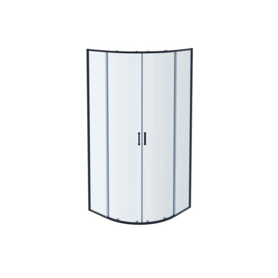 AQ ARI RO 09020GM Душевой уголок 1/4 круга, двери раздвижные 900x900x2000, профиль оружейная сталь