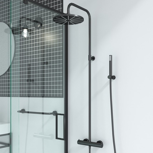 Душевая система PAINI 78PZ689TH Cox 250 мм, с термостатом, черный брашированный PVD (PZ) Душевая система PAINI 78PZ689TH Cox 250 мм, с термостатом, черный брашированный PVD (PZ)