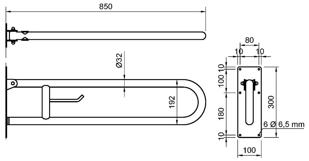 Поручень полукруглый для людей с ограниченными возможностями Nofer 15051.85.W