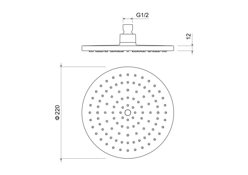 Круглый верхний душ  220*12 мм AQUATEK AQ2086CR
