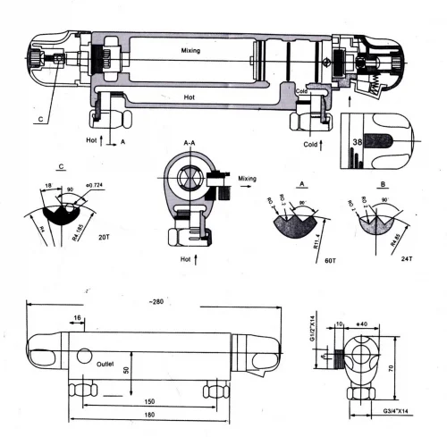 Термостатический смеситель для душа ZETA BR-830 (3/4) Термостатический смеситель для душа ZETA BR-830 (3/4)