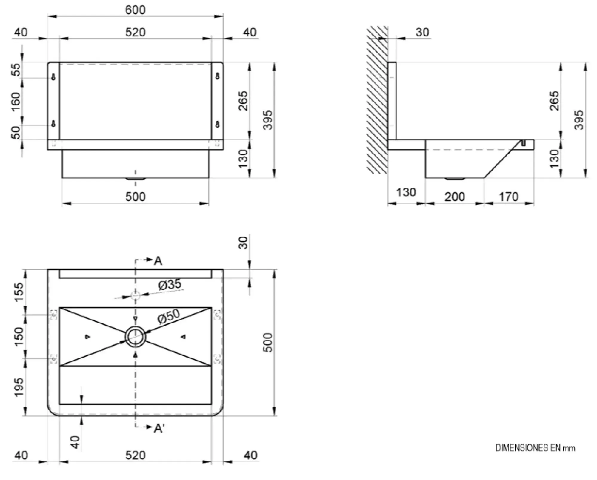 Раковина коллективная со стенкой Wash Nofer 13050.06.S
