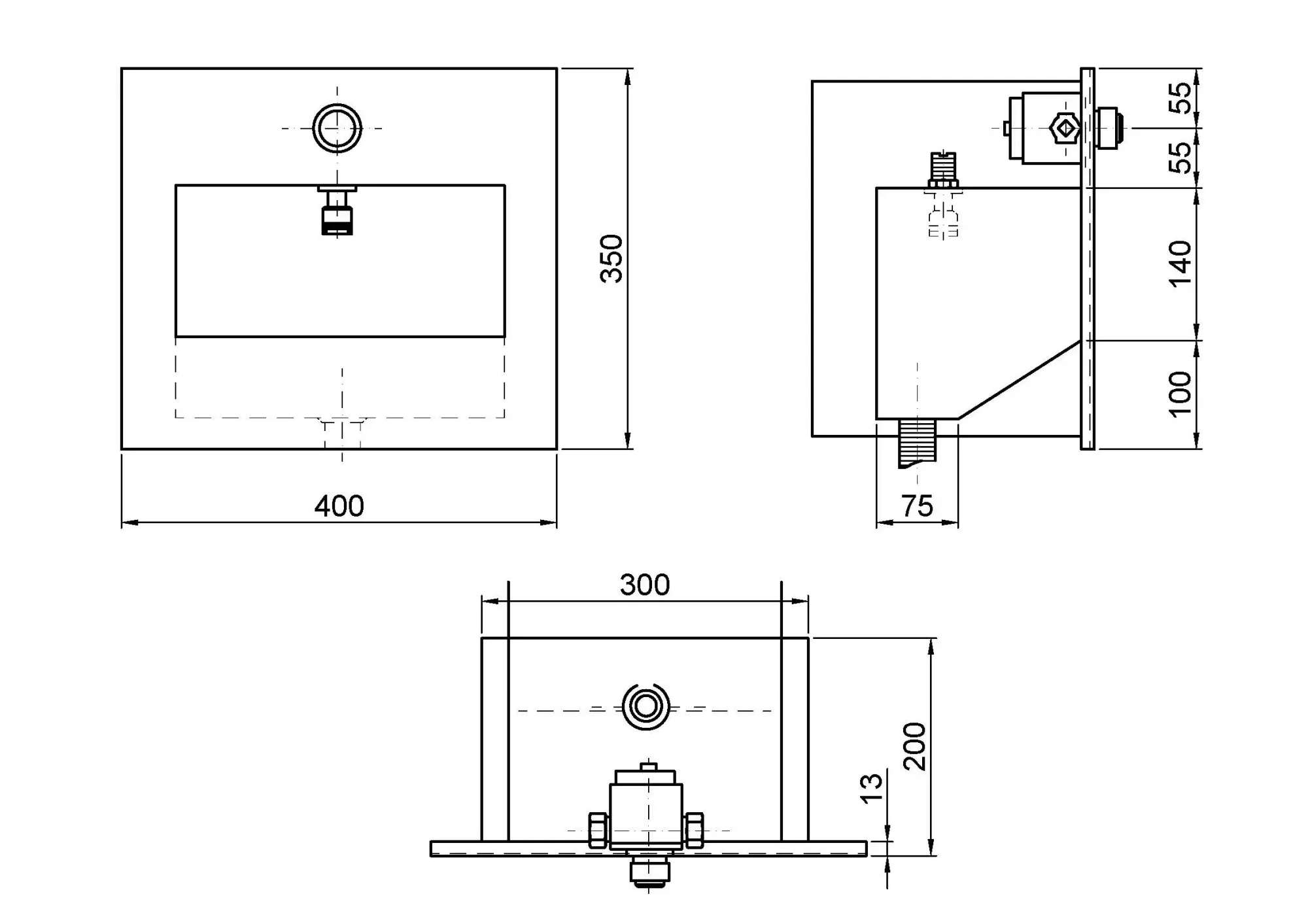 Встраиваемый блок со смесителем Nofer 13040.S