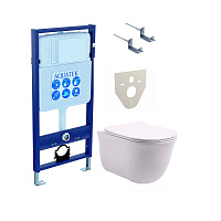 SET AQUATEK КЛАССИК (рама AQUATEK Standard INS-0000012(без клавиши) KKI-0000002 крепления+унитаз КЛАССИК AQ1111-00 с тонким сиденьем soft-close