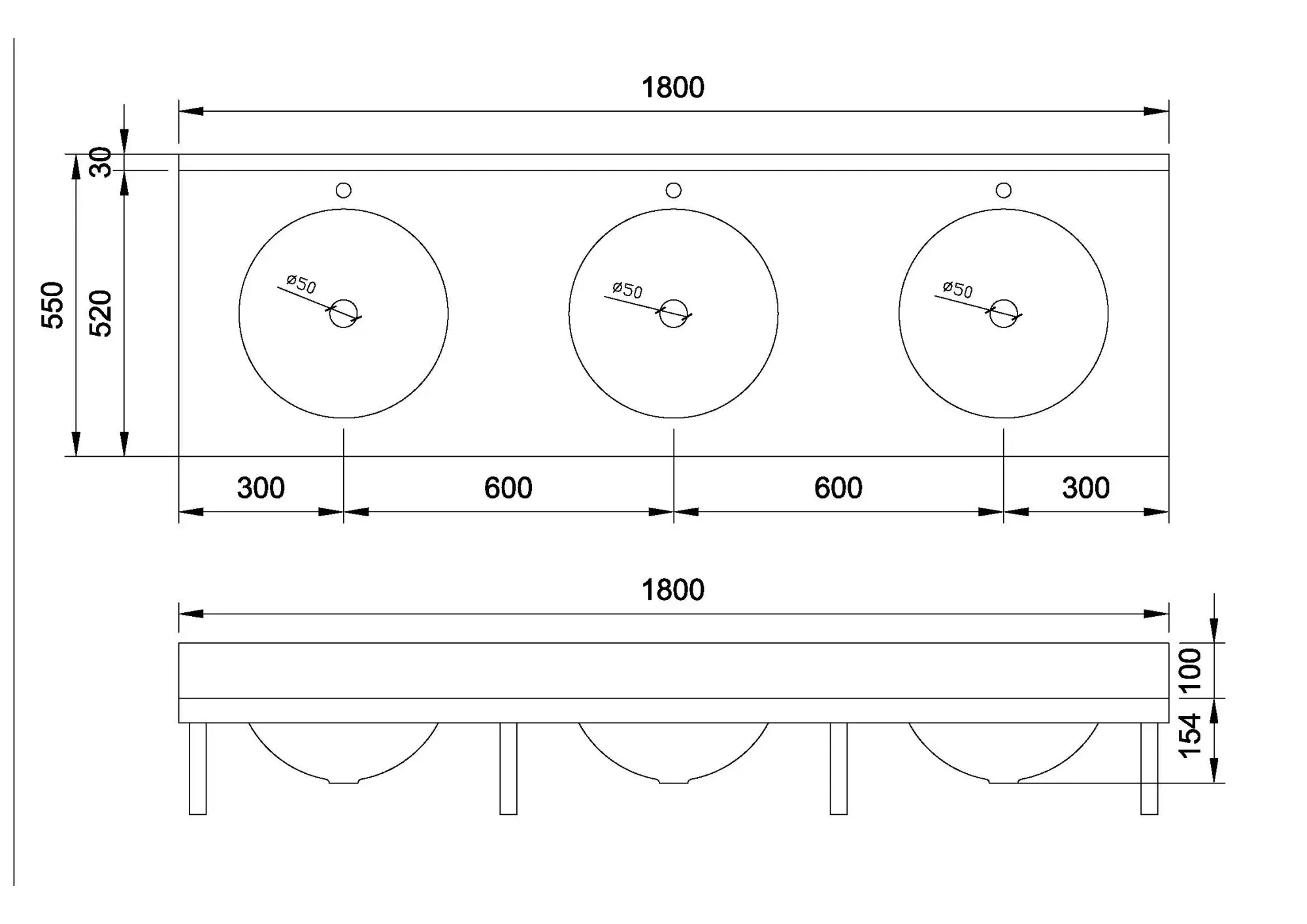 Раковины коллективные Wash встроены Nofer 13070.3.S
