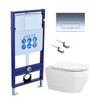 SET AQUATEK ЛЕЯ-017 4в1 (рама AQUATEK Standard INS-0000012+крепеж KKI-0000002+клавиша KDI-0000017+унитаз ЛЕЯ AQ1199-00 с тонким сиденьем soft-close)