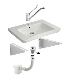 Комплект (Раковина МГН, крепление ручной регулировки, смеситель, сифон) Nofer H11