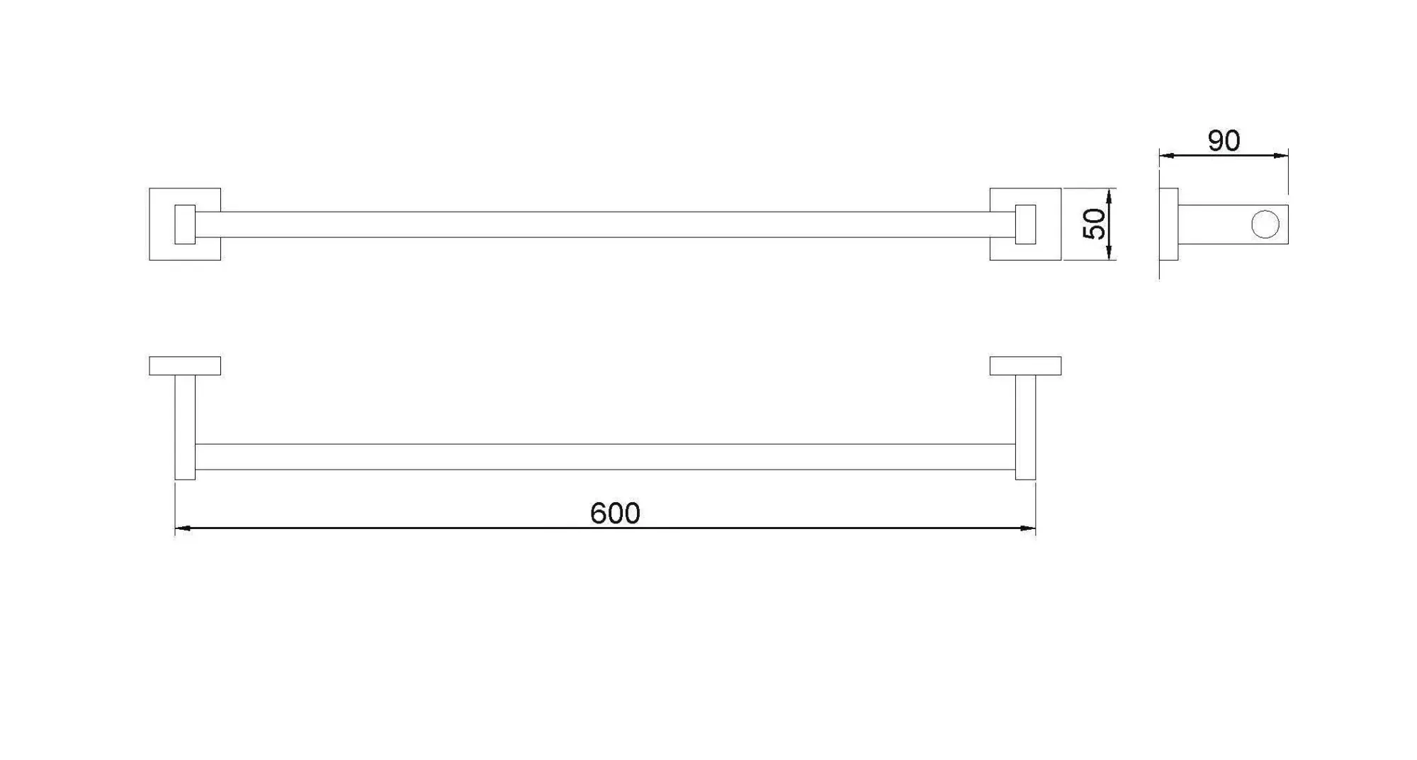 Вешало для полотенец  Classic глянцевое 50х600х90 мм Nofer 09028.B