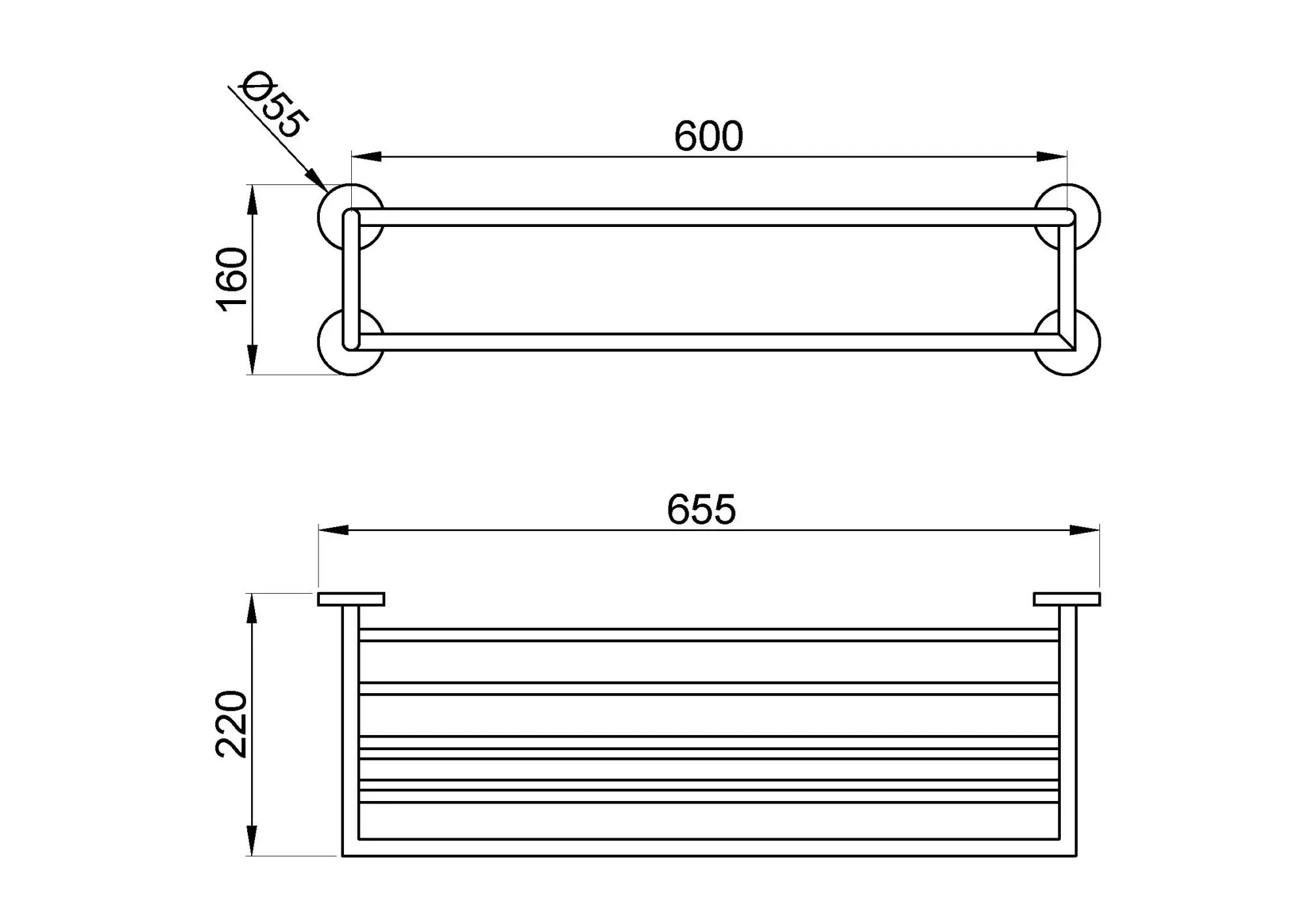 Полка для полотенец NIZA с 4 креплениями к стене глянцевая Nofer 16854.B