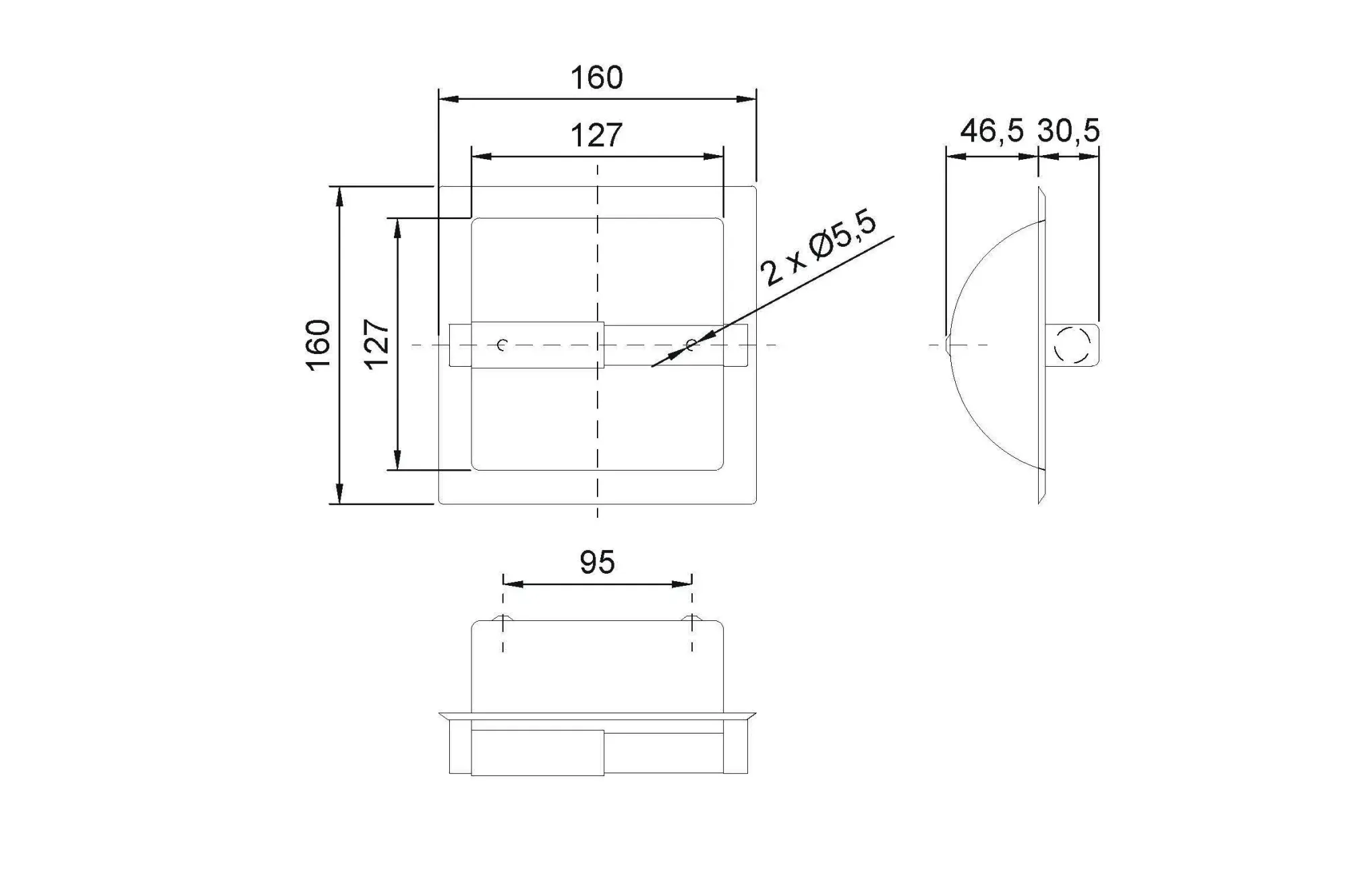 Держатель для 1 рулона туалетной бумаги встраиваемый  квадратный с рамкой Nofer 05204.B