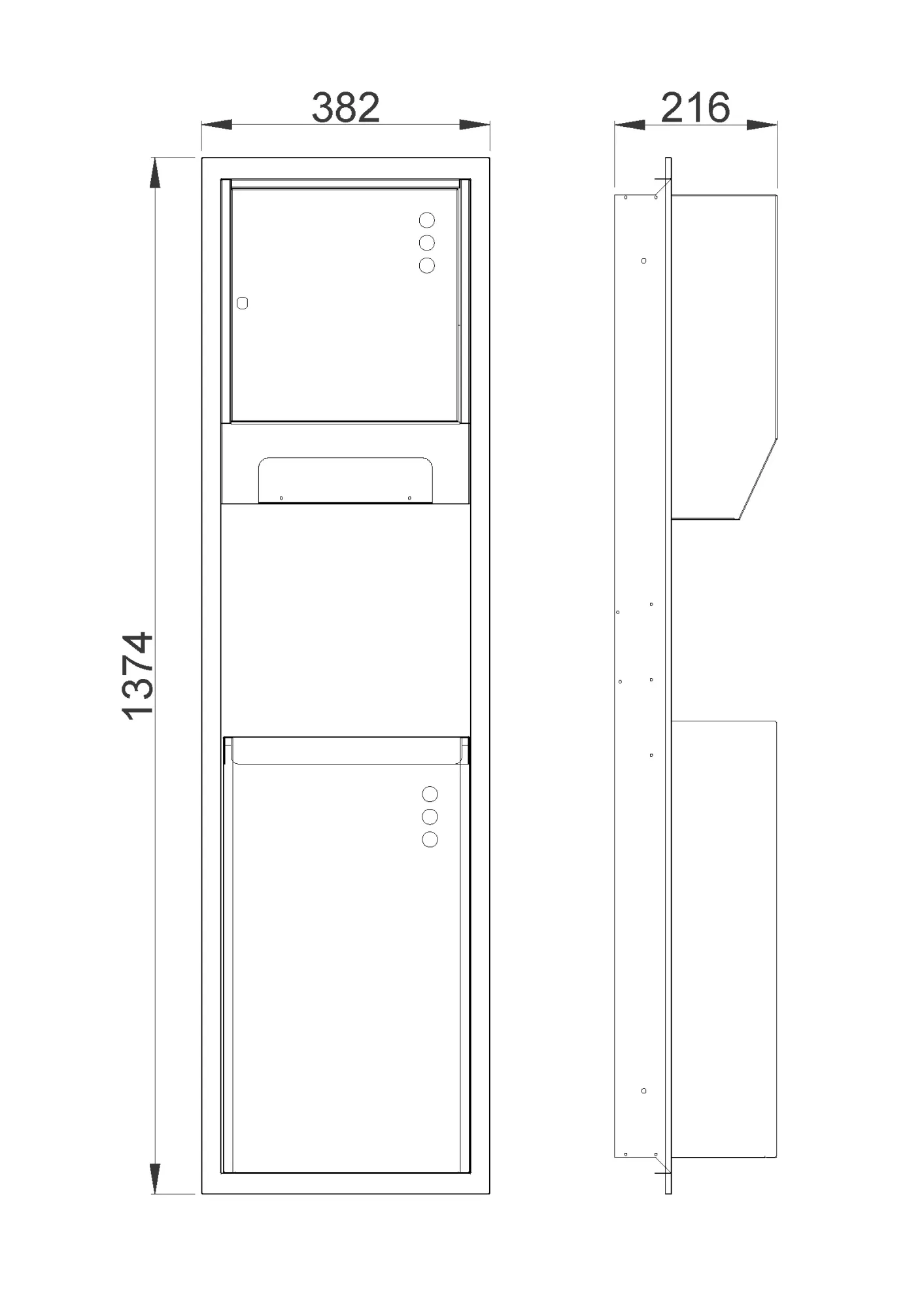 Встраиваевый блок в стену с автоматическим диспенсером полотенец и мусорным баком Nofer 12012.S