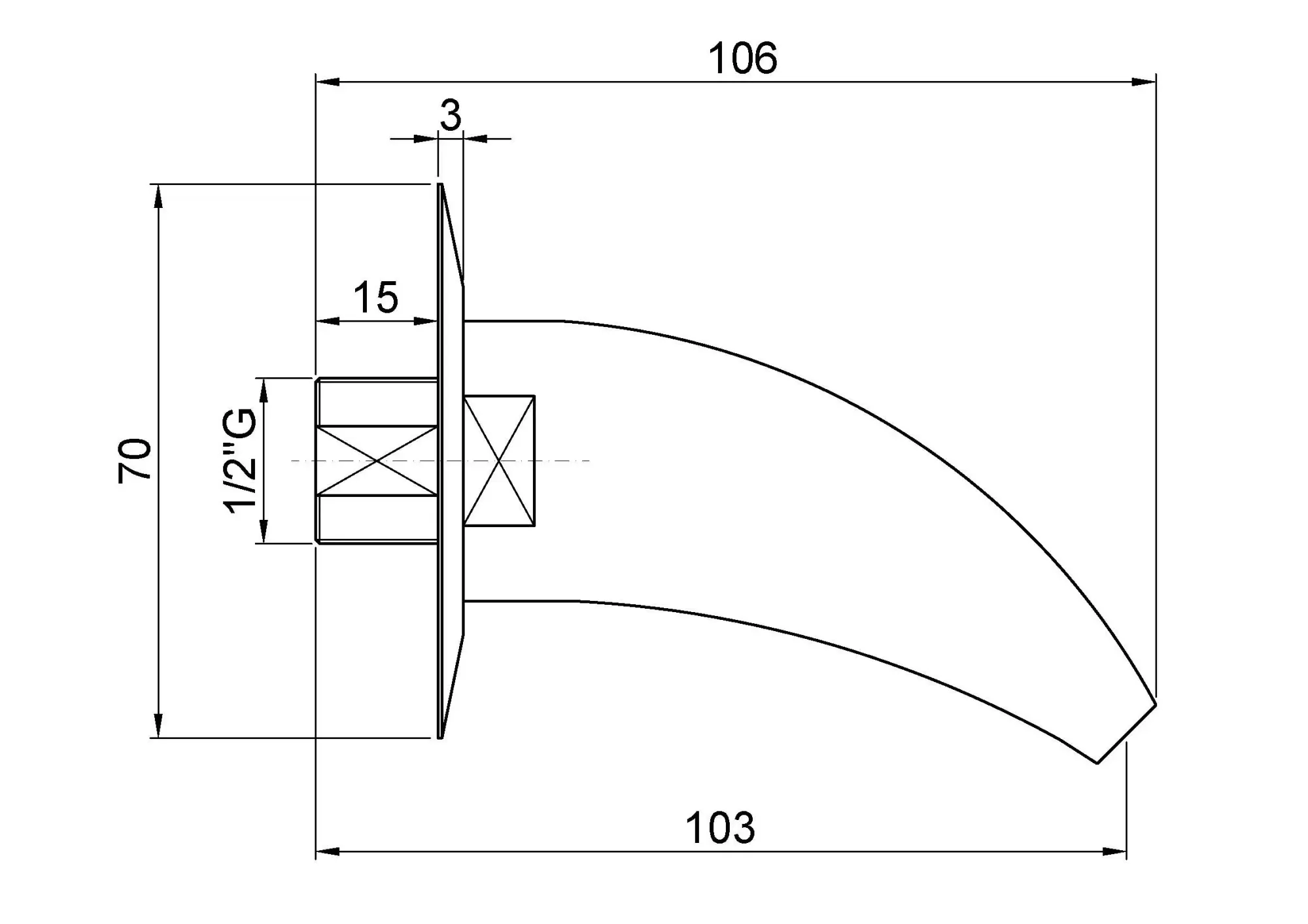 Кран настенный эргономичный Nofer 07010.B