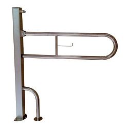 Поручень откидной с креплением к полу и держателем т/б 800х200х980(h) мм