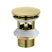 AQ6002PG сливной набор для раковины Push-open с переливом, крышка круглая, полир. Золото