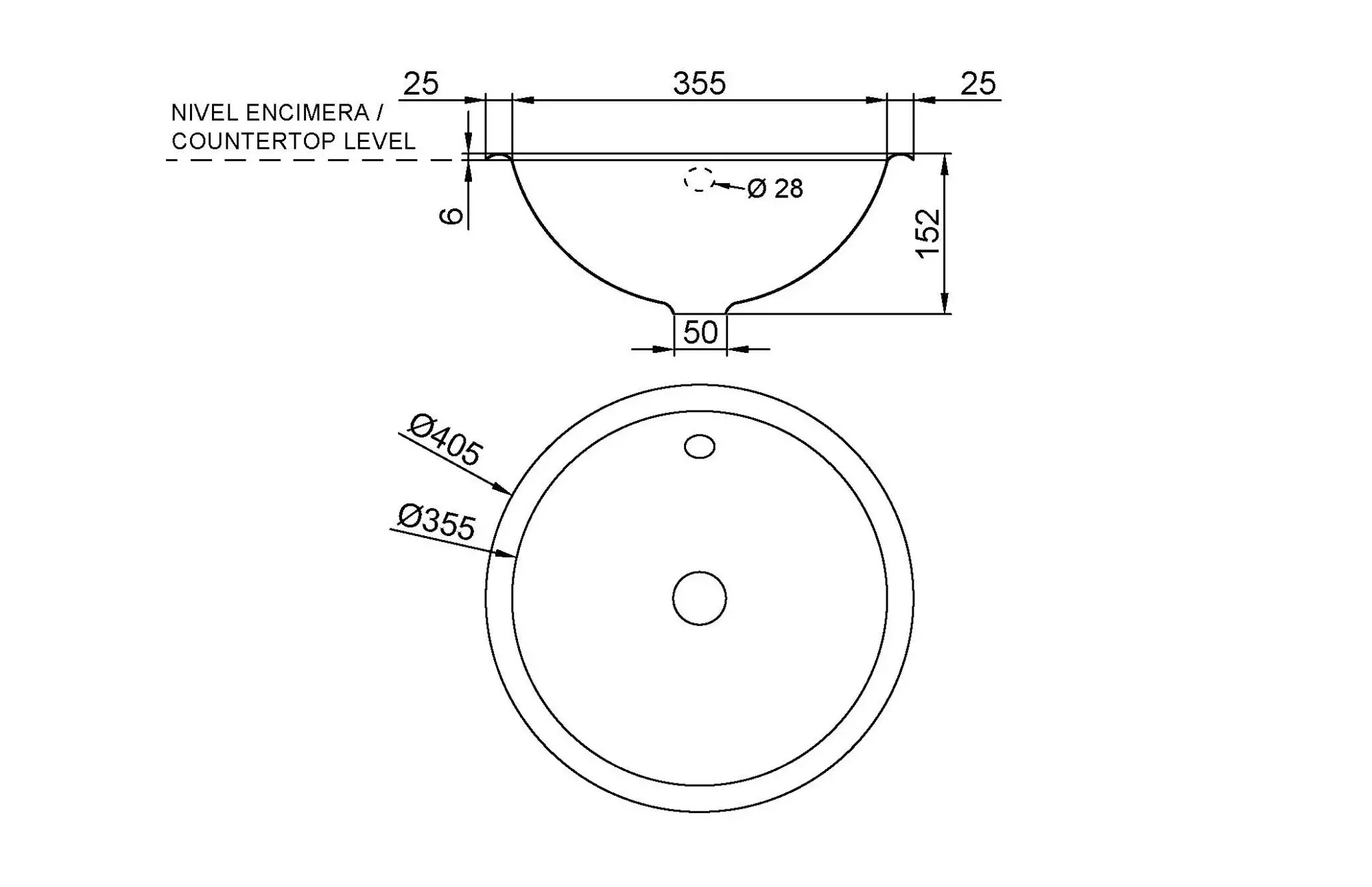 Раковина 355 мм глянец, Nofer 13030.RB